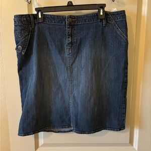 *Riders by Lee Dark Blue Denim Pencil Skirt - Vintage, Classic, Modest, Rodeo